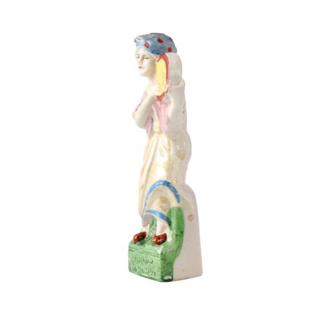 Brass Porcelain figurine Of A Lady Musician With Dholak