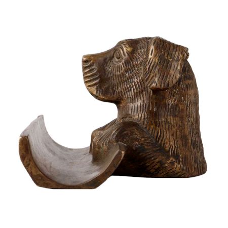Brass Dog Pen Holder Or Inkwell