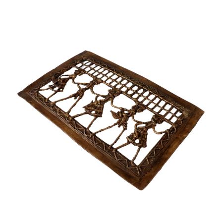 Brass Rectangle Wall Hanging Dhokra Art Framed Jali