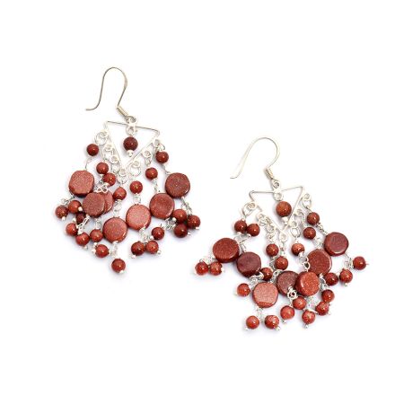 92.5 Sterling Silver Sunstone Cabochon Earring