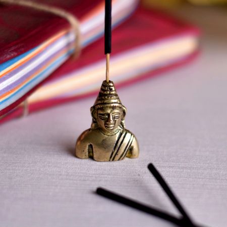 Antique Golden Brass Buddha Agarbatti Holder Stand