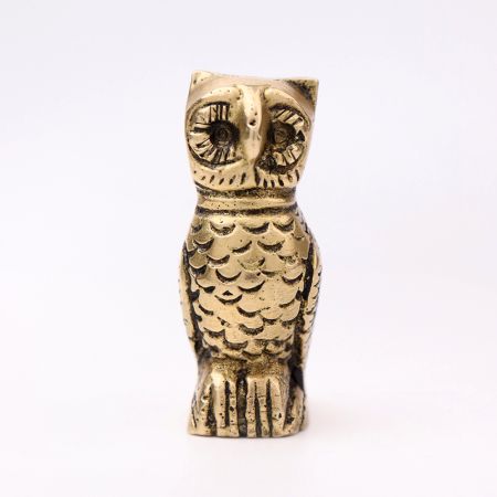 Antique Golden Brass Standing Owl Incense Stick Holder