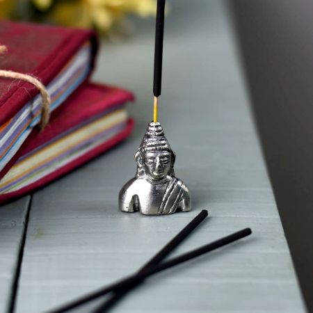 Silver Brass Buddha Agarbatti Holder Stand