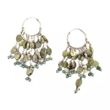 Light Green Beaded Drop Earrings with 92.5 Sterling Silver