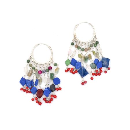 92.5 Sterling Silver Dangle Lapis Lazuli Stone Earrings