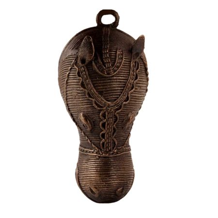 Brass Hanging Horse Head Statue in Tribal Art