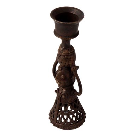 Handmade Brass Doll Candle Holder in Folk Art