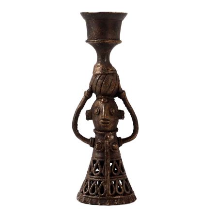 Handmade Brass Doll Candle Holder in Folk Art