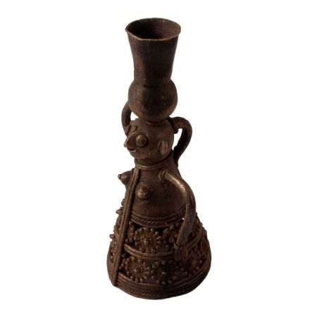 Handcrafted Brass Candle Stand in Folk Art