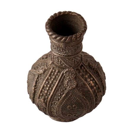 Brass Inlay Embossed Flower Vase
