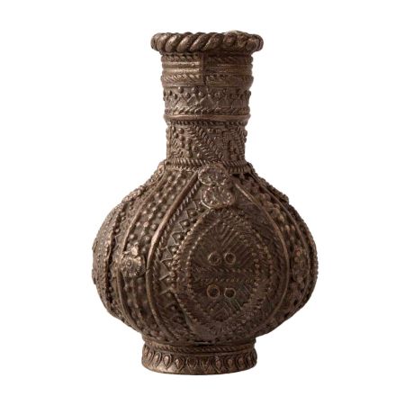 Brass Inlay Embossed Flower Vase