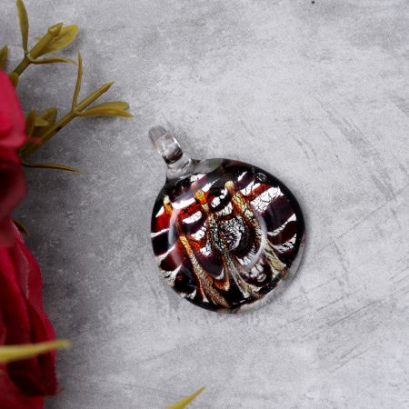 Lampwork Multicolor Round Glass Pendant for Gift - 1 Piece
