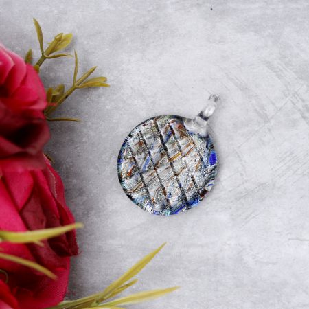 Round Multicolor Lampwork Glass Pendant for Gift - 1 Piece