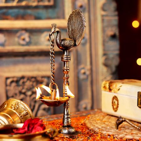 Buy Lamps Online Brass Peacock With Hanging Oil Lamp