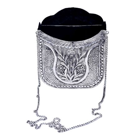 Handmade  Silver Metal Clutch with a Chain Strap