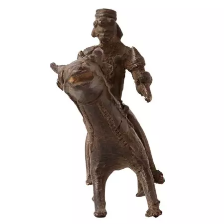Vintage Brass Animal & Rider Statue for Decor