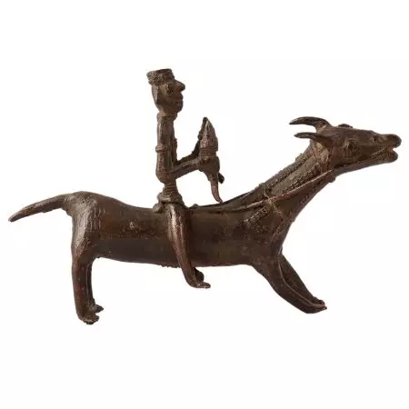 Vintage Brass Animal & Rider Statue for Decor