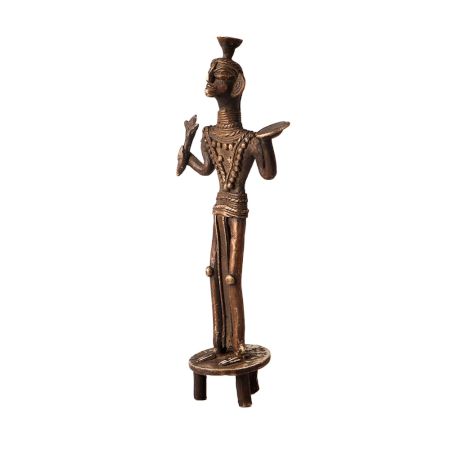 Vintage Brass Lady Statue in Tribal Art