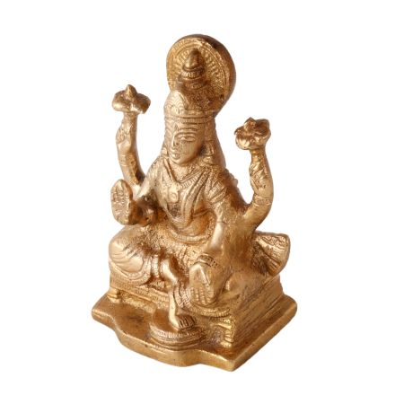 Brass Goddess Statue Of Dhanlakshmi In Blessing Pose