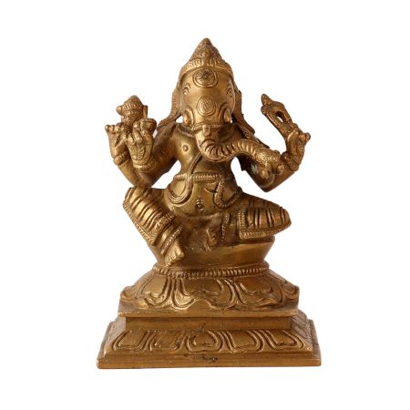 Handmade Brass Statue Of Sitting Lord Ganesha