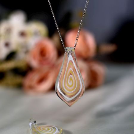 Yellow Spiral Leaf Glass Lampwork Pendants for Necklace for Jewellry Making - 1 Piece