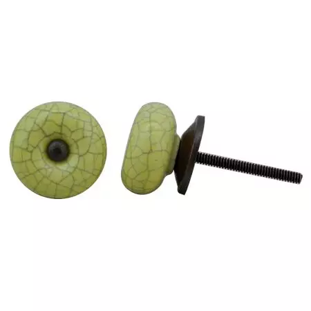 Yellow Crackle Ceramic Cabinet Knob