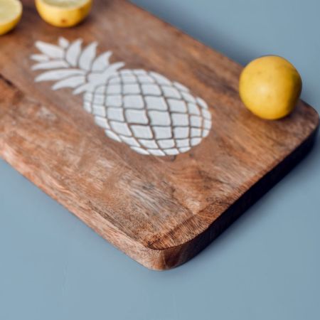 Pineapple Carved Wooden Chopping Board for Meat, Veggies and Fruits