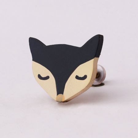 Grey and Peach Wooden Fox Cabinet Knobs