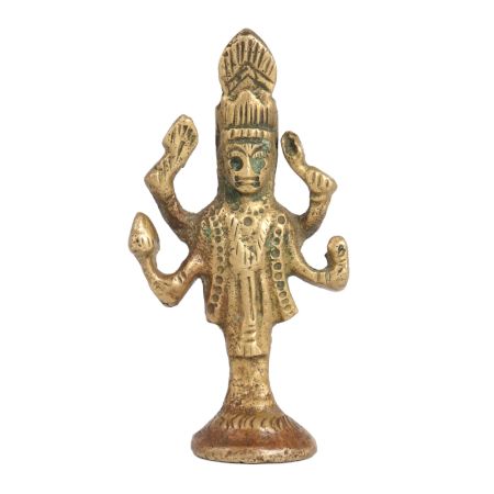 Small Brass Lord Vishnu Statue for Worship