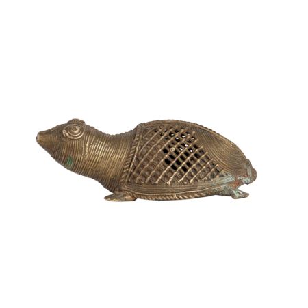 Small Handmade Brass Turtle in Jali Work