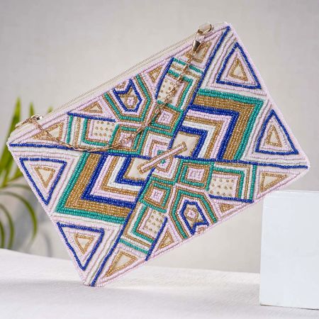 Multicolor Handcrafted Beaded Cotton Sling  Type Of Bag For Women