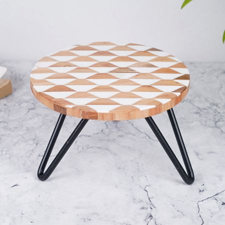 Handcrafted High Quality Wood and Resin Cake Stand