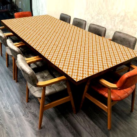 Handmade Light Coloured Wood and Resin Table Top