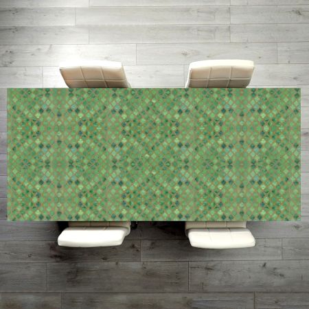 Wood and Resin Table Top Engraved with Green Pattern