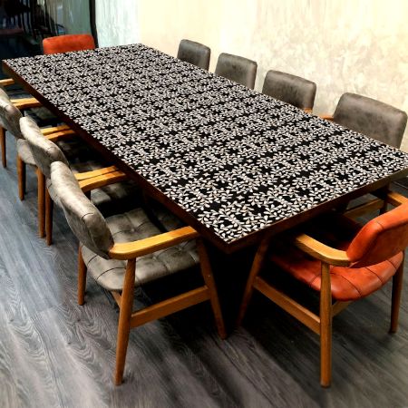 Adorning Table Top with White Leaf Inlay Work