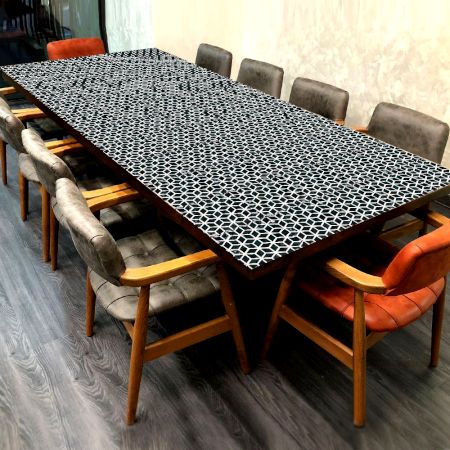 Dark Finish Wood and Resin Table Top for Dining Table