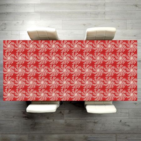 Beautiful Red Floral & Leaf Patterned Table Top