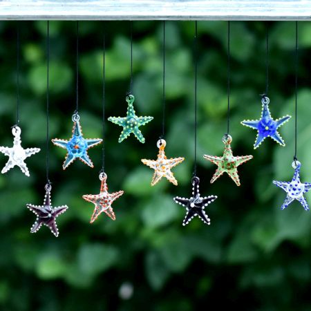 Multicolor Beach Theme Assorted Starfish Christmas Tree Ornaments Set of 10 Pcs