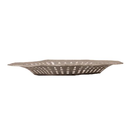 Handcrafted Metal Tray in Silver Finish
