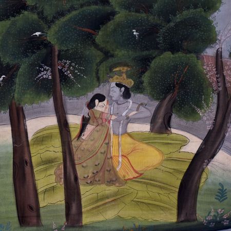 Hand Painted Pichwai Painting of Krishna Radha for Decor