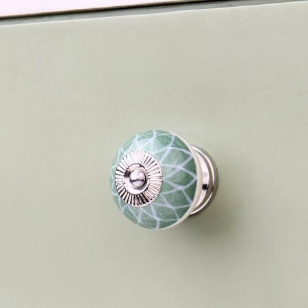 Olive Green Leaf Dresser Knob