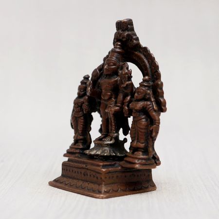 Handmade Copper Statue of Lord Srinivasa, Sridevi & Bhudevi
