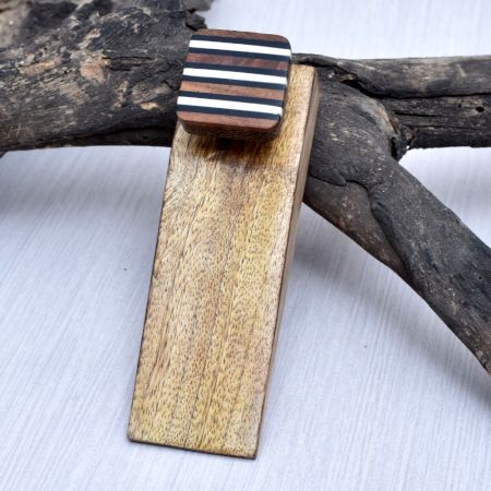 Modern White & Brown Handmade Wooden Door Stopper