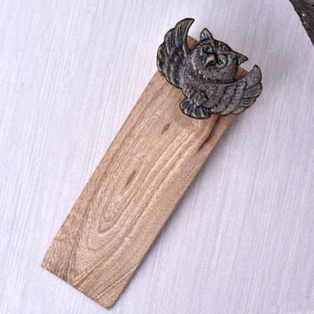 Elegant Brown Door Stopper with Black Finish Iron Owl