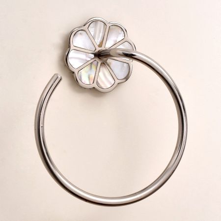 Silver Brass Mother Of Pearl Towel Ring