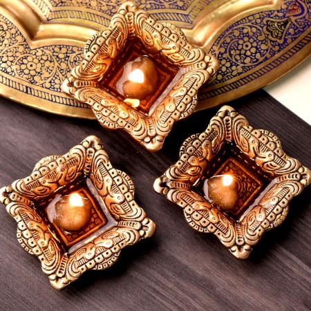  Brass Bird Puja Wick Diwali Deepam Diya Pack of 3 Diyas