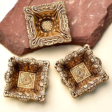 Brass Bird Puja Wick Diwali Deepam Diya Pack of 3 Diyas