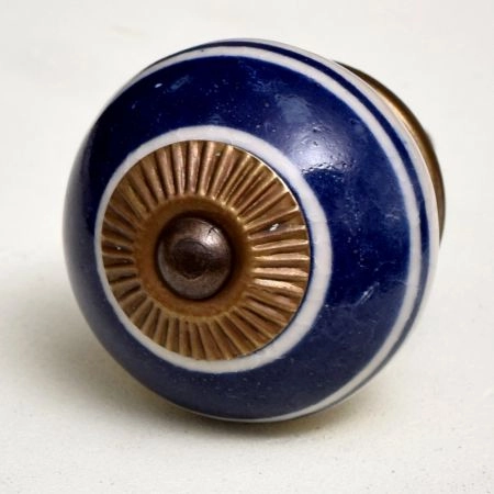 Navy Blue Striped Knob