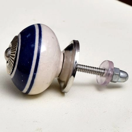 Navy Blue Striped Knob