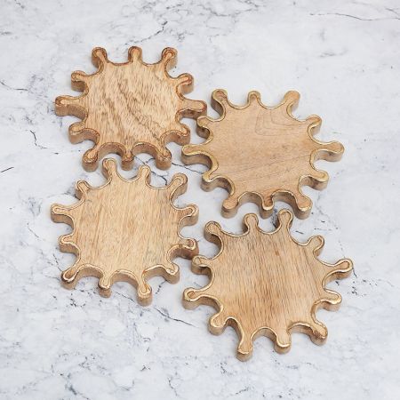 Amazing Handmade Brown Wooden Coasters - Pack of 4